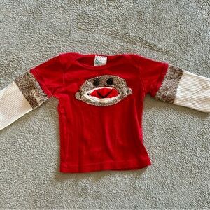 Vibrant Red Sock Monkey Long Sleeve Tee